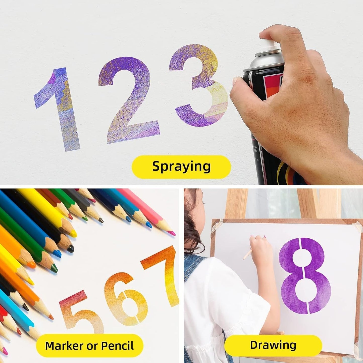8 Inch Number Stencils Set Plastic Number Stencil Reusable Digital Templates for Cake Stencil Address Painting Stencils Templates