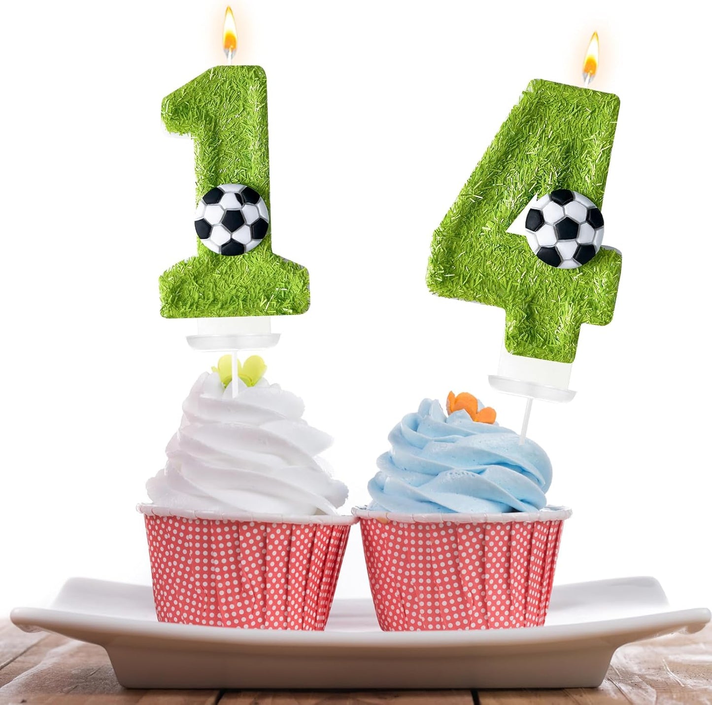 4th Birthday Candles，Soccer Birthday Decorations，Suitable for Girl and boy Cake Toppers, Wedding Cakes, Anniversaries, Party Celebrations, Birthday Decorations