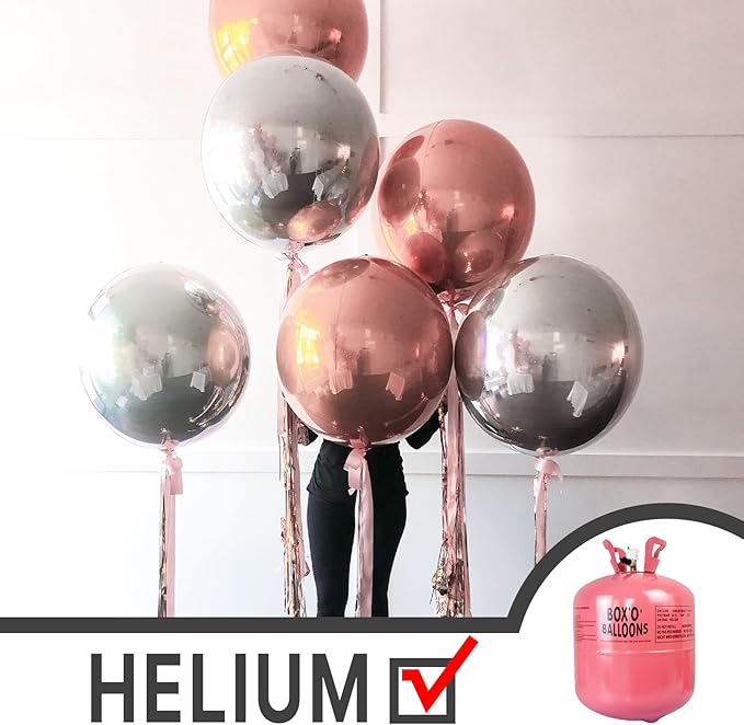 PartyWoo Metallic Silver Foil Balloons 6pcs 32 Inch Large Round Foil Big Giant 4D Jumbo Inflatable Mirror Ball Mylar Balloons for Graduation Birthday Engagement Space Themed Party Decorations