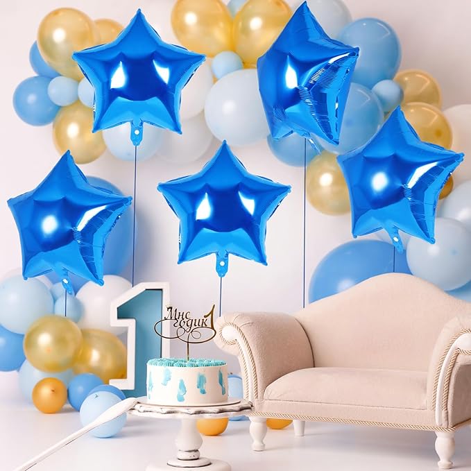 20 Pcs Star Balloons,18 Inch Blue Star Foil Balloons,Stars Shaped Balloon Mylar Helium Balloon for Birthday Party Anniversary Wedding Baby Shower Decorations (Blue)