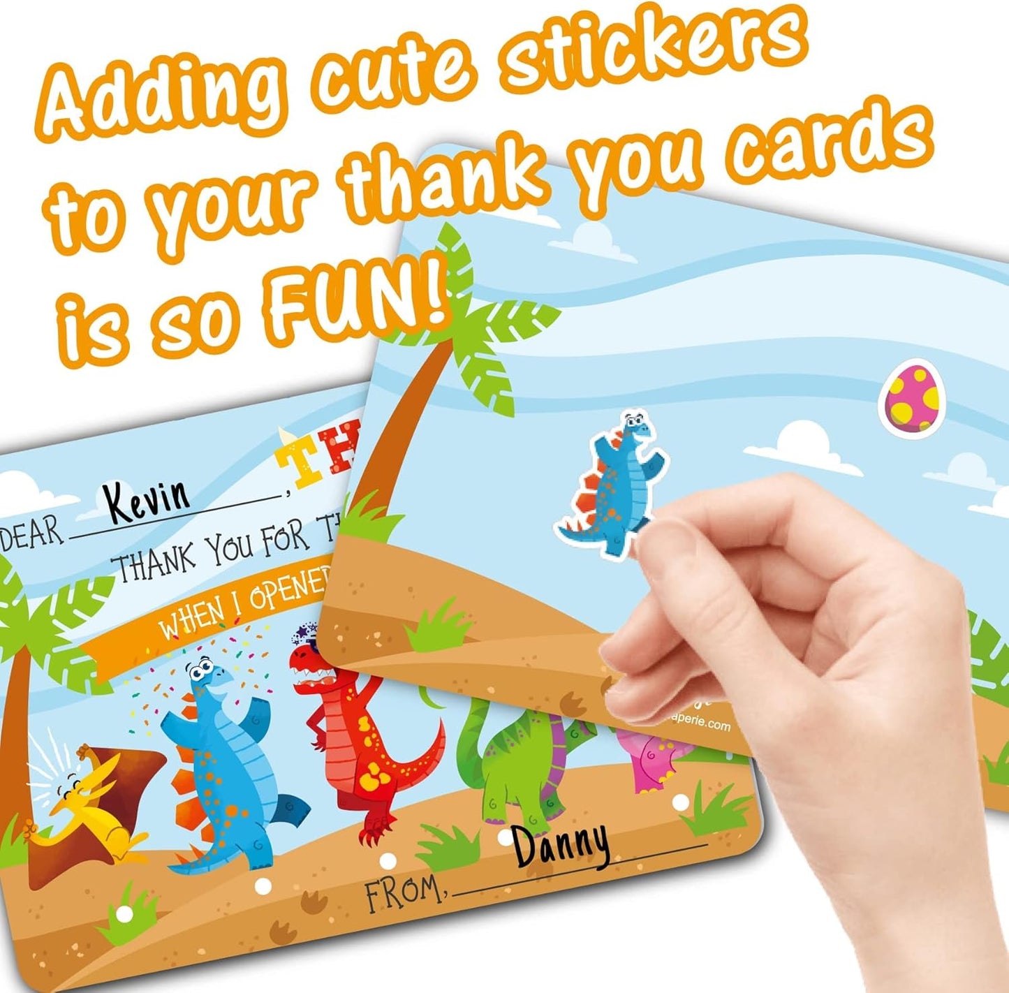 Gooji Customizable Thank You Cards, 4.25x6 inch, 25 Pieces, with Envelopes, for Kids