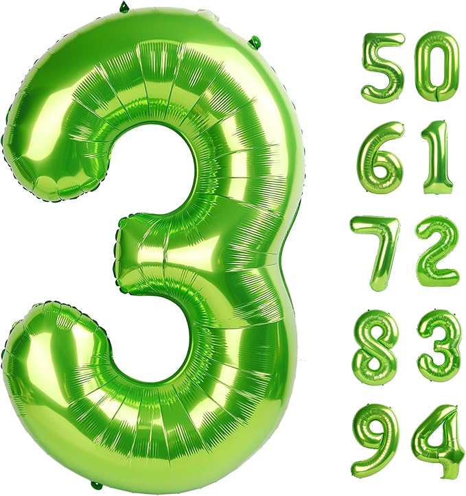 Light Green 3 Balloon, Number Balloons 40 Inch, 3rd Birthday Decorations for Kids Girls Women Party Supplies for Party Decorations, Number 3 Balloon