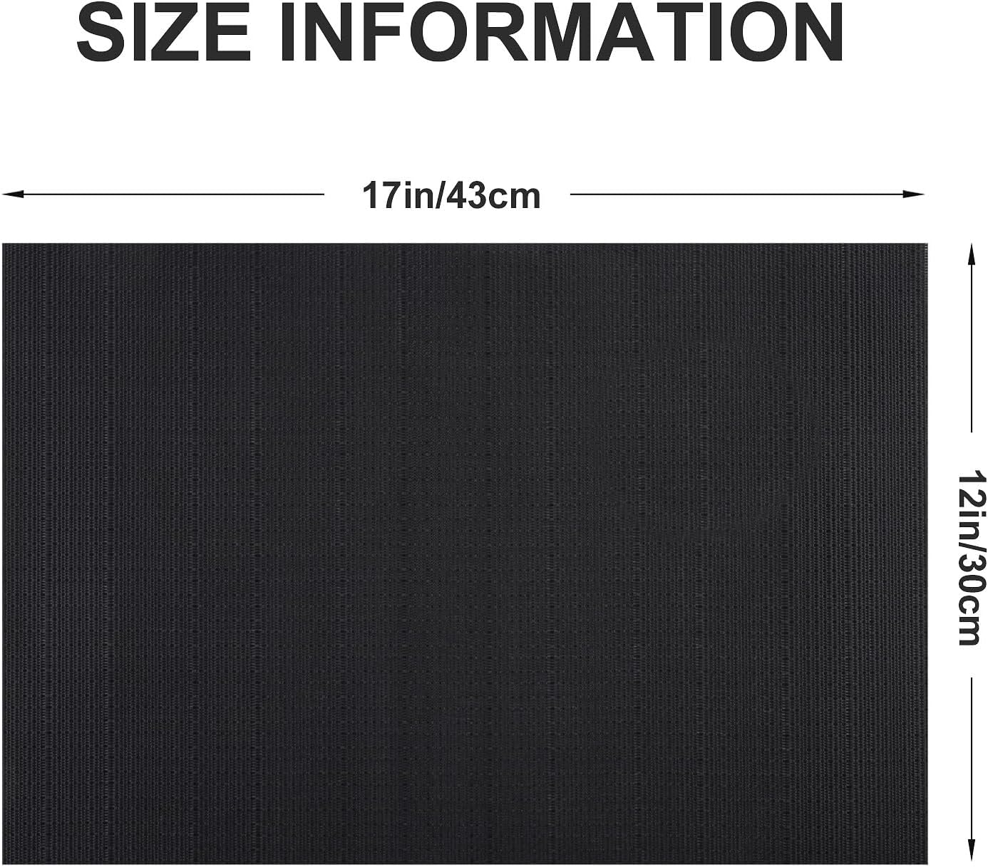 Vinyl Placemats Set of 4, PVC Woven Washable Non-Slip Table Mats, Heat Resistant Wrinkle Free Place Mats for Dining Table, Easy to Clean (4, Black)