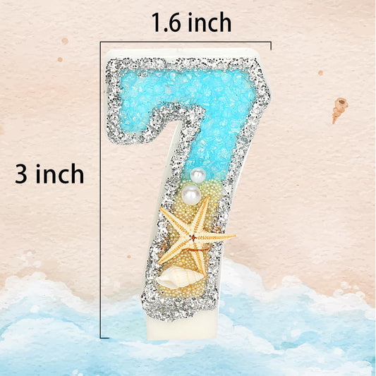 Birthday Candle for Cake, Beach Starfish Sequins Candles, 2.76 inch Cake Topper Decoration for Birthday Party (Number 70)