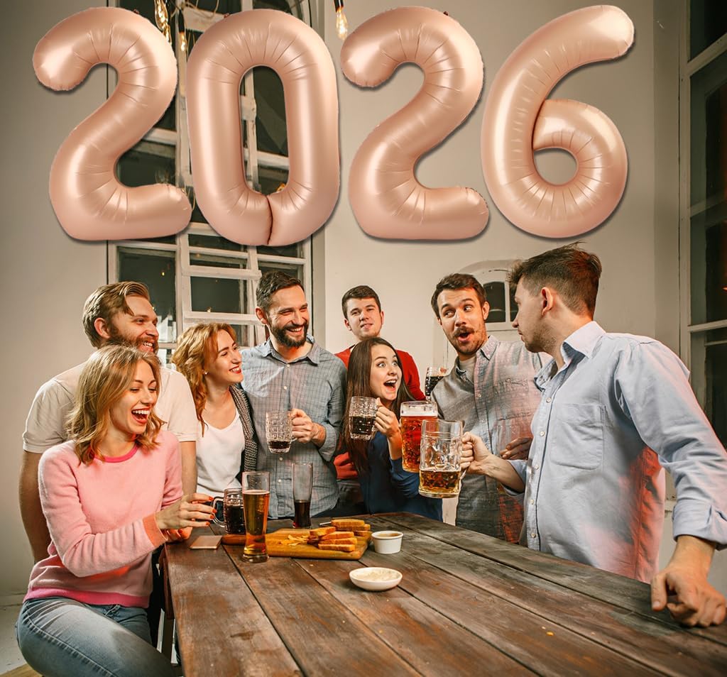 2026 Balloon - Light Brown Birthday Number Balloons, 40 Inch Large Foil Balloons for Men Women Boys Girls Light Brown Themed Birthday Decorations，Number 2026 Balloon