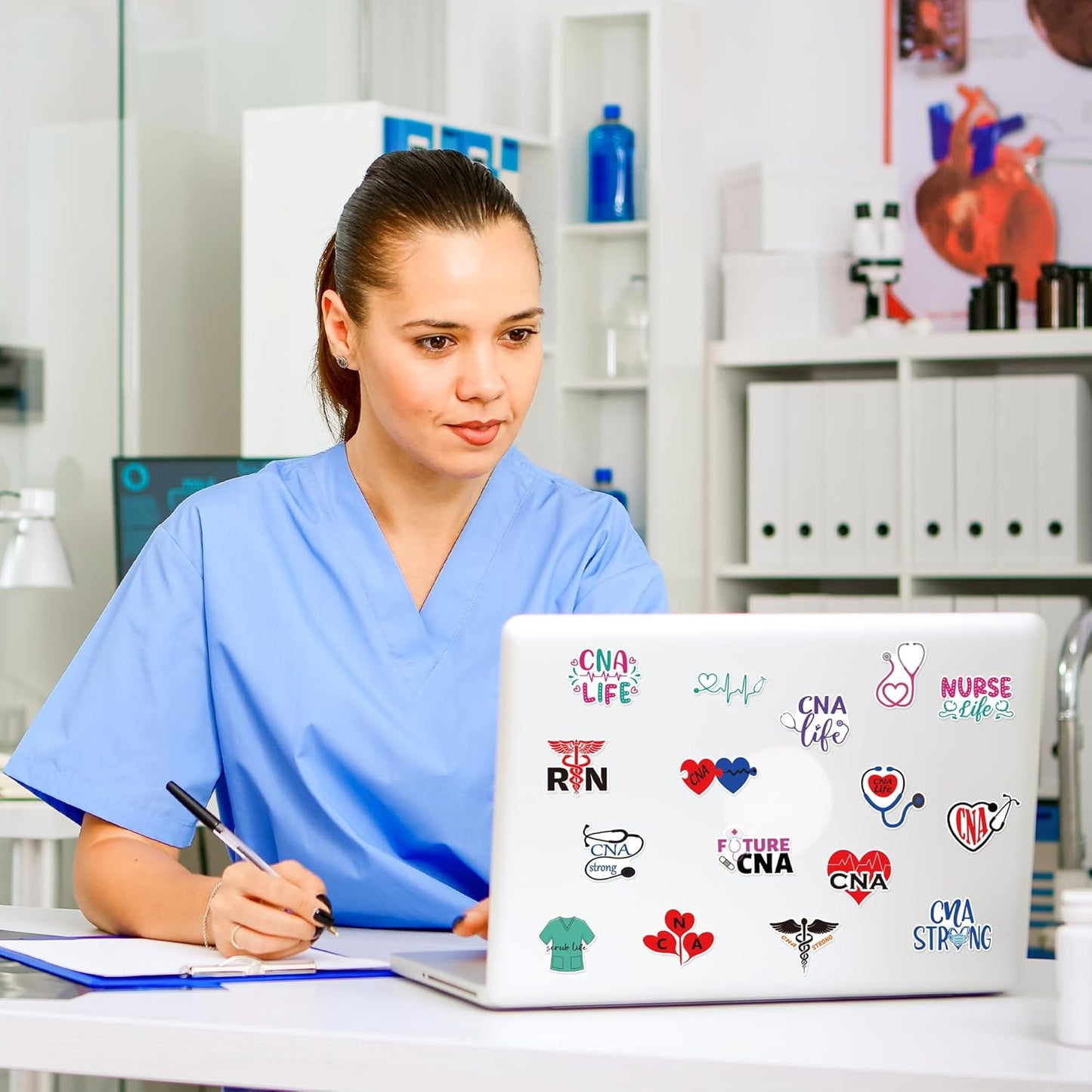Certified Nursing Assistant Stickers - 1000pcs Cute Nurse CNA Waterproof Vinyl Reusable Laptop Stickers Coloring Book Scrapbook Water Bottle Page Activity Pad Nurse Party Favors Skateboard