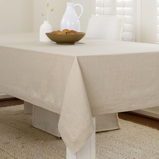 Solino Home Natural Linen Tablecloth 60 x 120 Inch - 100% Pure Linen Table Cloth for Rectangle Tables - Fete, Machine Washable Tablecloth for Fall, Autumn, Thanksgiving, Christmas, Holiday