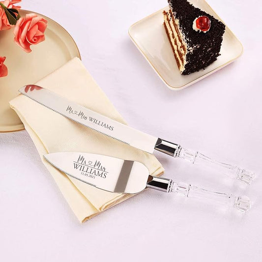AW BRIDAL Personalized Wedding Cake Knife and Server Set, Bridal Cake Cutting Set Wedding Gift Pie Cutter Cake Knife for Parties Events//DK2201CPP05//