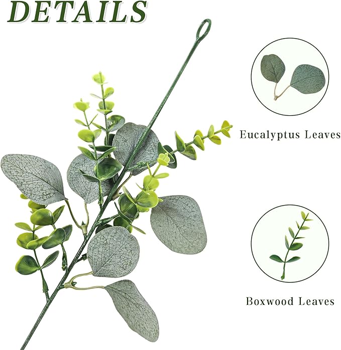 8 Pack Artificial Eucalyptus Garland Fake Greenery Garland Plant Vines Hanging Eucalyptus Leaves for Wedding Backdrop Arch Wall Decor Outdoor Table Centerpieces