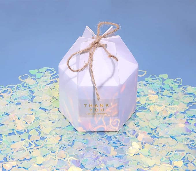 ONLYKXY 1200Pcs Love Heart Shaped Confetti, Table Wedding Decoration, Glitter Confetti for Wedding Party (Clear Shiny)