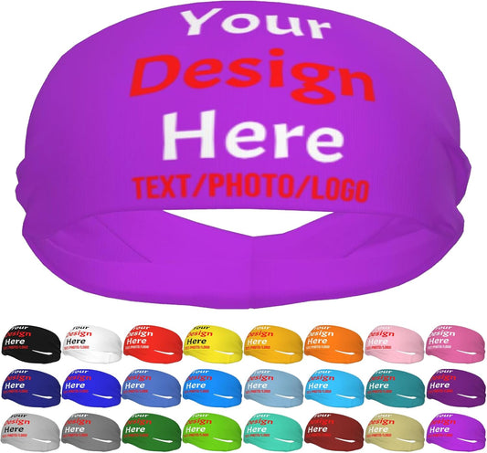 Custom Sweatbands for Men Women, Design Your Own Text Name Image Photo Personalized Sports Headbands