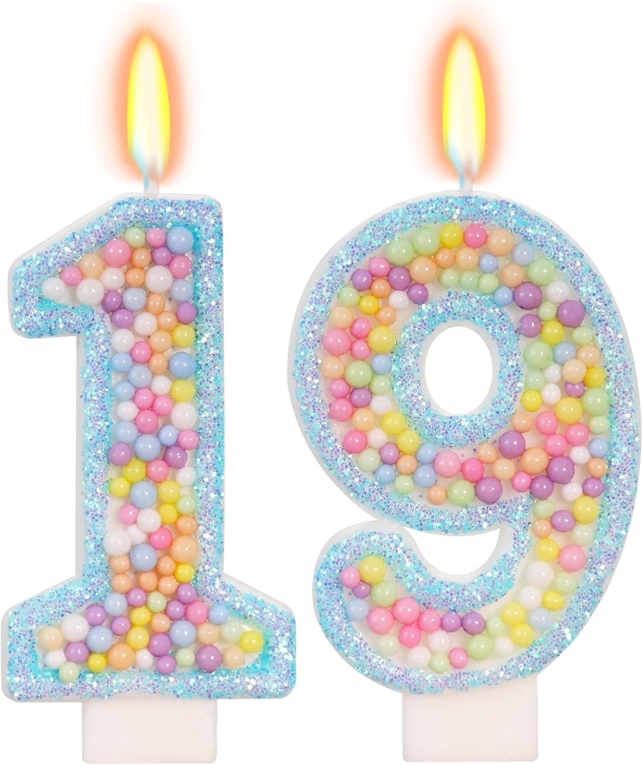 Blue Birthday Candles - Number 19 Candle, Colorful Macaron Candles, 19 Birthday Decorations for Girls Boys, Cake Decorations, Theme Party Supplies (Blue)