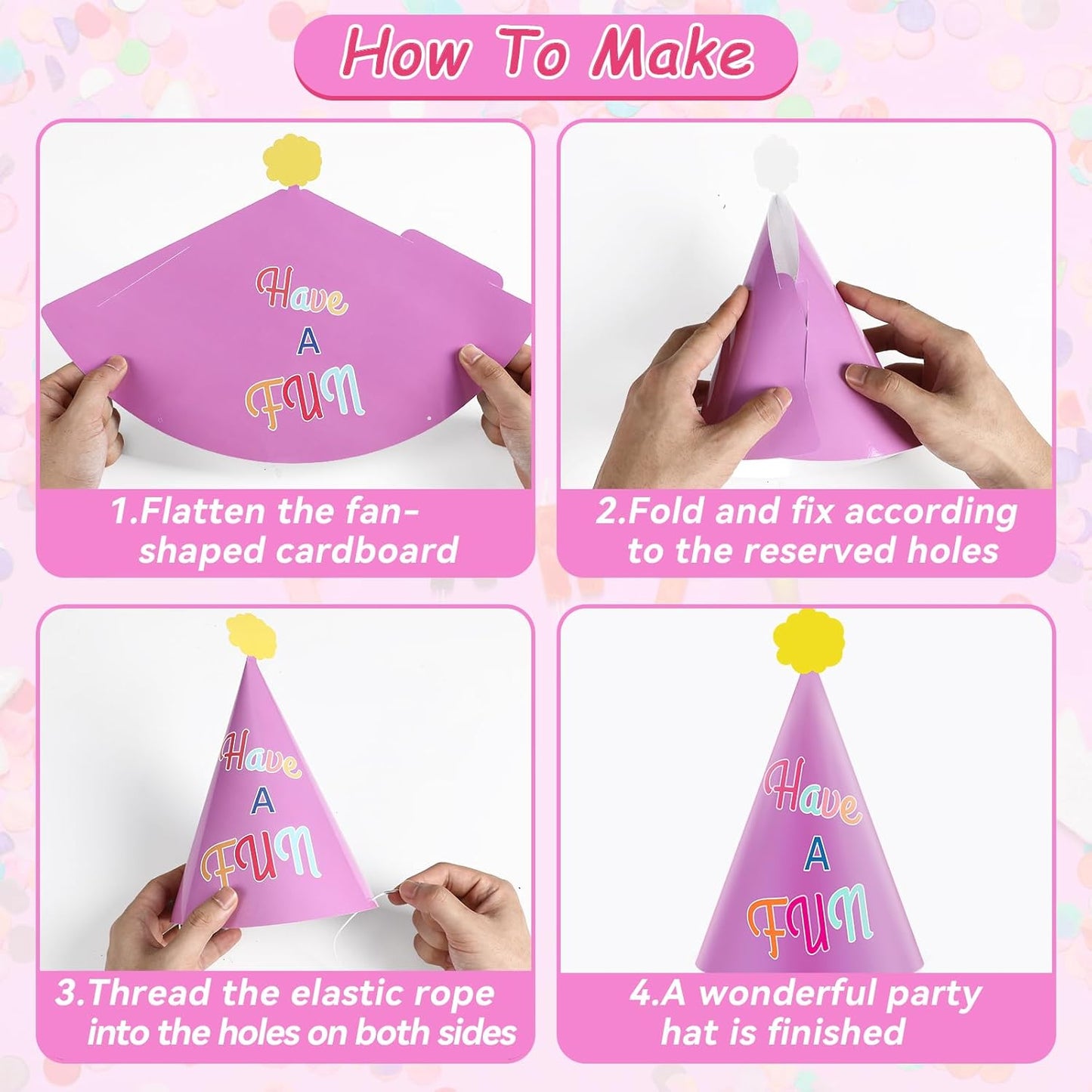 24PCS Colorful Party Hats for Happy Birthday Party Supplies Rainbow Themed Party Cone Hats Colorful Paper Hats Party Decorations for Kids and Adults Birthday Baby Shower Bridal Shower Party Favor