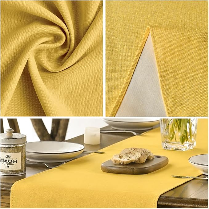 Artoid Mode Yellow Table Runner, Seasonal Summer Fall Washable Kitchen Dining Table Decoration for Home Party Decor 13x90 Inch