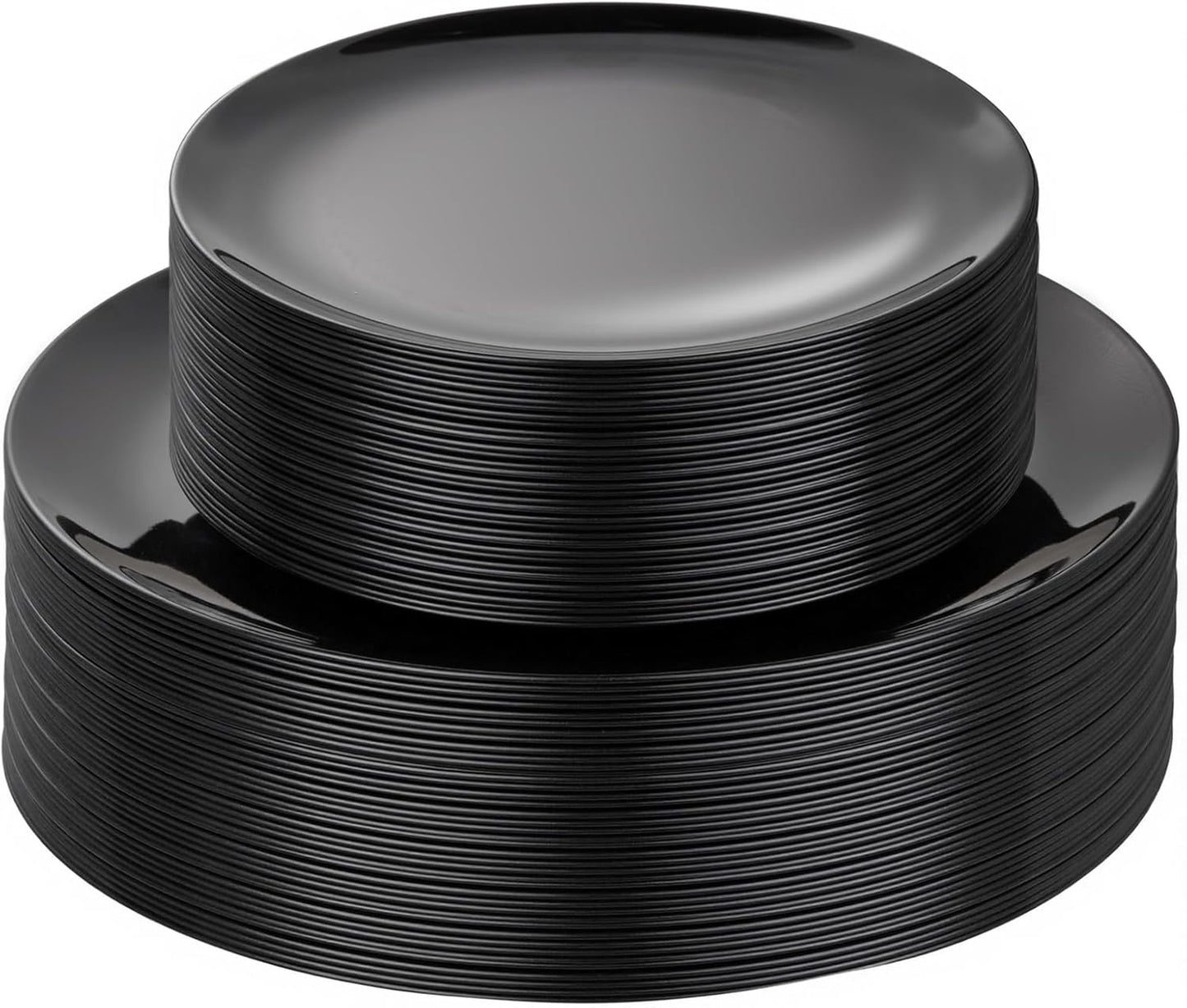 PULOTE 60 PCS Black Plastic Plates - Include 30 Dinner and 30 Dessert Plates, Black Disposable for Party,Birthday & New Year