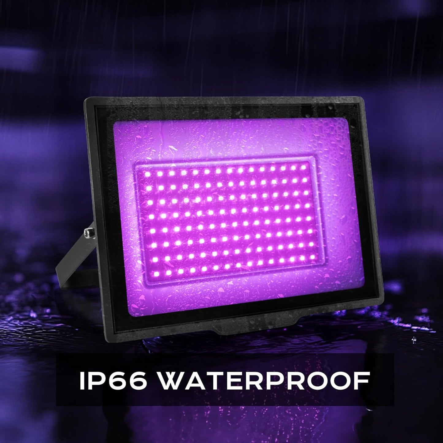2 Pack 80W LED Black Lights, IP66 Waterproof Blacklight Flood Lights with Plug & Switch, UV Lighting for Halloween Party, Glow in The Dark, Body Paint, Stage & Neon Glow Decor