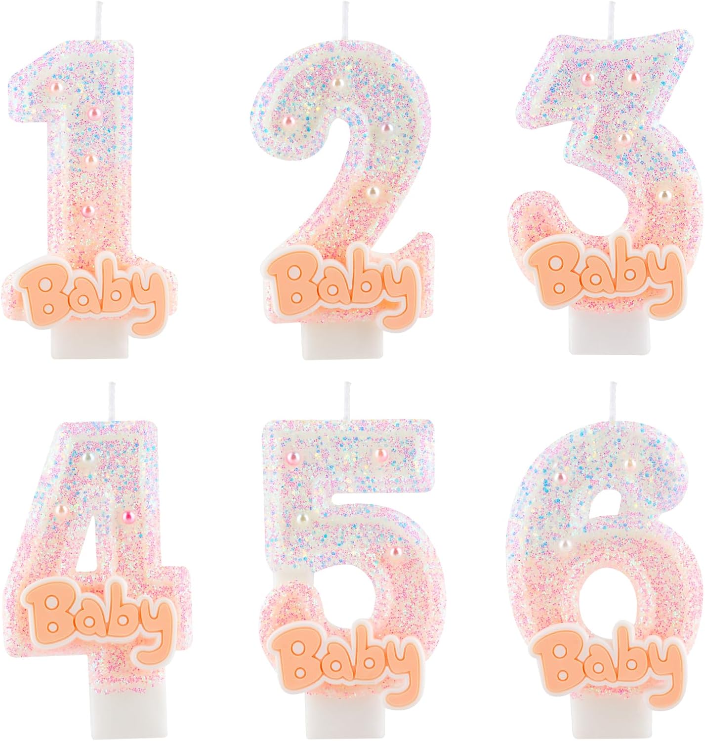 Pink Baby Number 3 Birthday Candle, 2.8in Cute Shiny 1st Happy Birthday Candle with Tray & Stick Girls 3 Candle for 3rd Birthday Ideal Birthday Parties Cake Decoration & Gifts