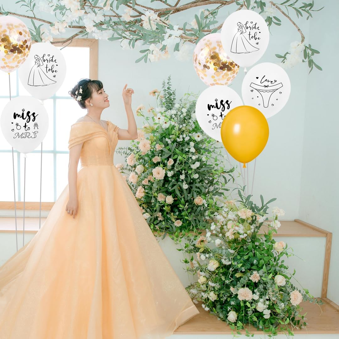 Bachelorette Balloon Gold Bride Balloons Printed for Bachelorette Party Decorations,Bridal Shower Decorations