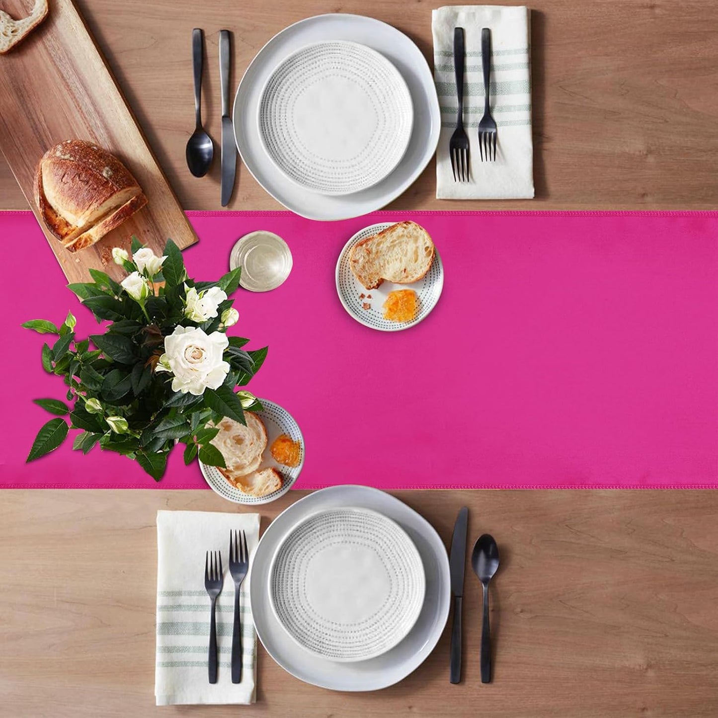 20 Pack Satin Table Runner 12 X 108 Inch Silk Table Runner for Party,Wedding, Birthday, Banquets,Decoration(Fuchsia)