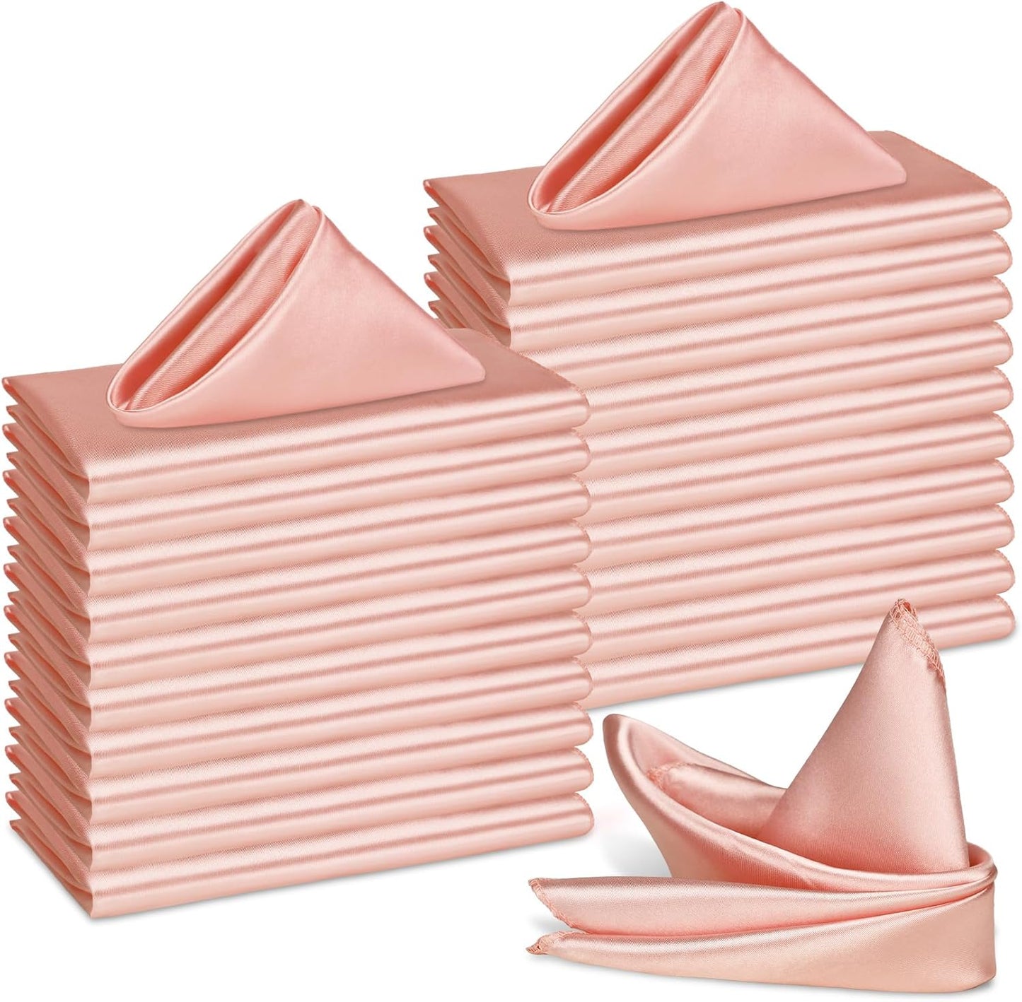 Bailarina 40 Pack Rose Gold Satin Napkins,17x17 Inches Wedding Napkins Square Soft Silky Table Napkins Bulk Decorative Elegant Cloth Napkin for Party Decoration, Banquet,Wedding,Graduation