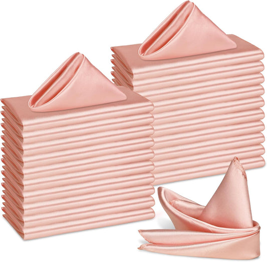 Bailarina 120 Pack Rose Gold Satin Napkins,17x17 Inches Wedding Napkins Square Soft Silky Table Napkins Bulk Decorative Elegant Cloth Napkin for Party Decoration, Banquet,Wedding,Graduation