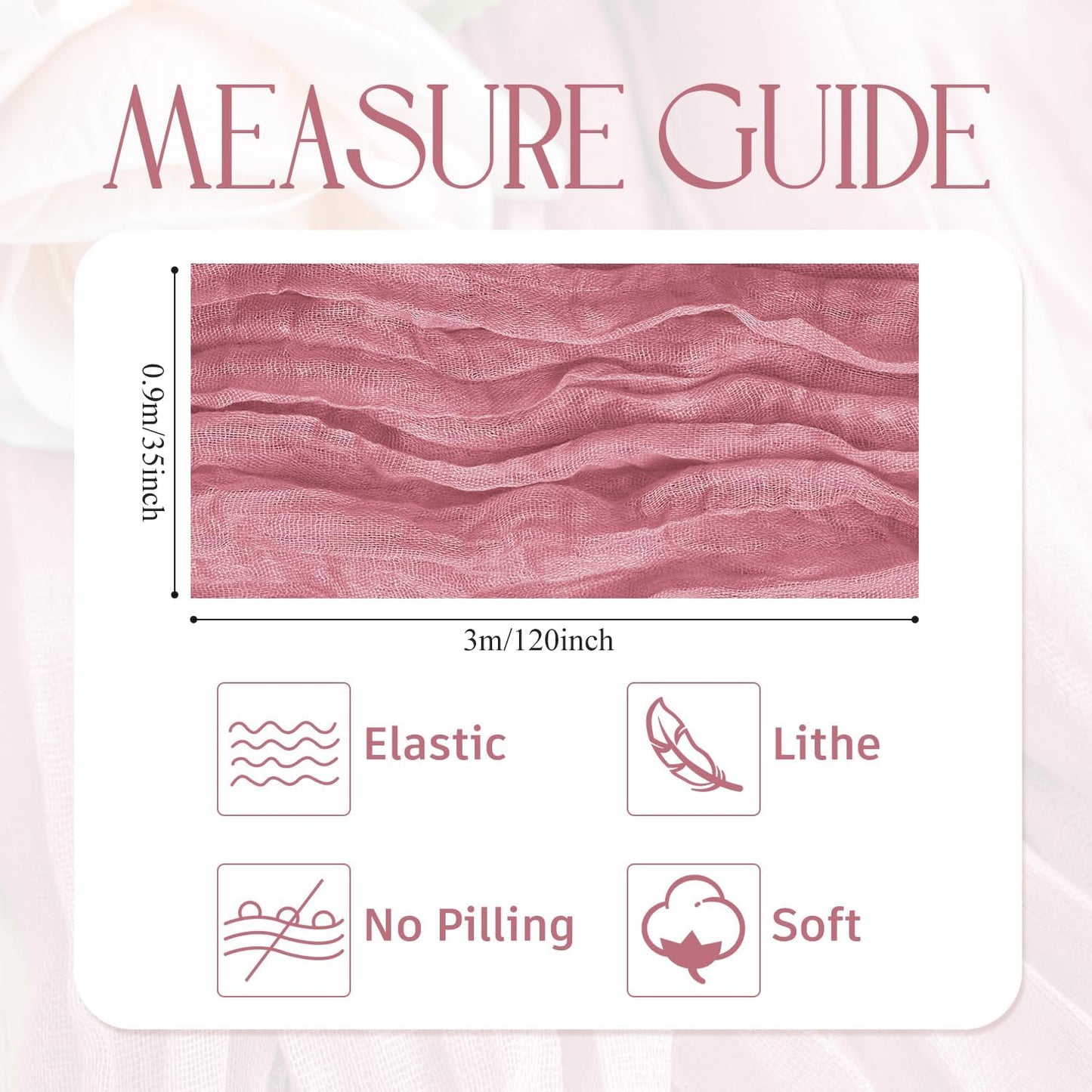 Wokceer Cheesecloth Table Runner 3Pack 10FT Dusty Rose Boho Gauze Cheese Cloth Table Runner for Party Long Rustic Sheer Table Runners for Baby Bridal Shower Wedding Easter Table Decor