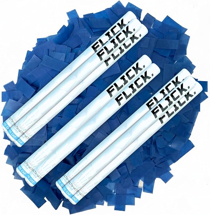 Ultimate Confetti - 8 Pack Dark Blue Confetti Wands - Handheld 14" Biodegradable Tissue Paper Confetti Flick Flutter Sticks For Wedding, Birthday, Parties & Live Events - 2 Handfuls, 1.5 oz Each Stick