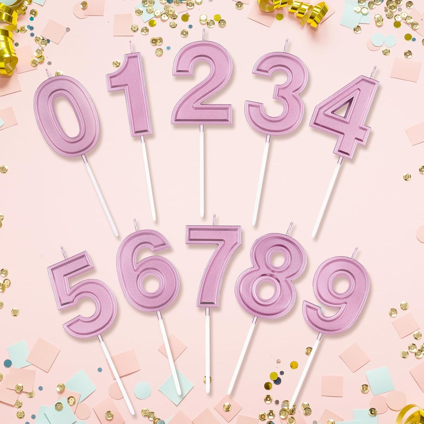 BEAN LIEVE Rose Gold Birthday Candles Number 3, Rose Gold Number Candles, Cake Number Candles for Birthday Parties and Wedding Anniversary Celebrations