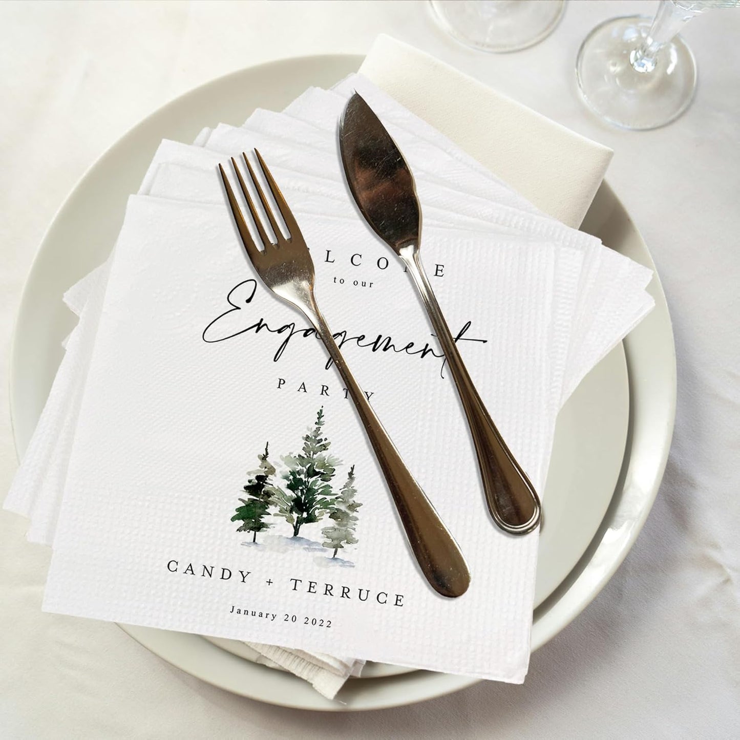 Luxury Custom Pack 15pcs Engagement Napkins, Engagement Napkins for Party, We're Engagement Napkins, Engagement Beverage Cocktail Luncheon Dinner Napkins 3