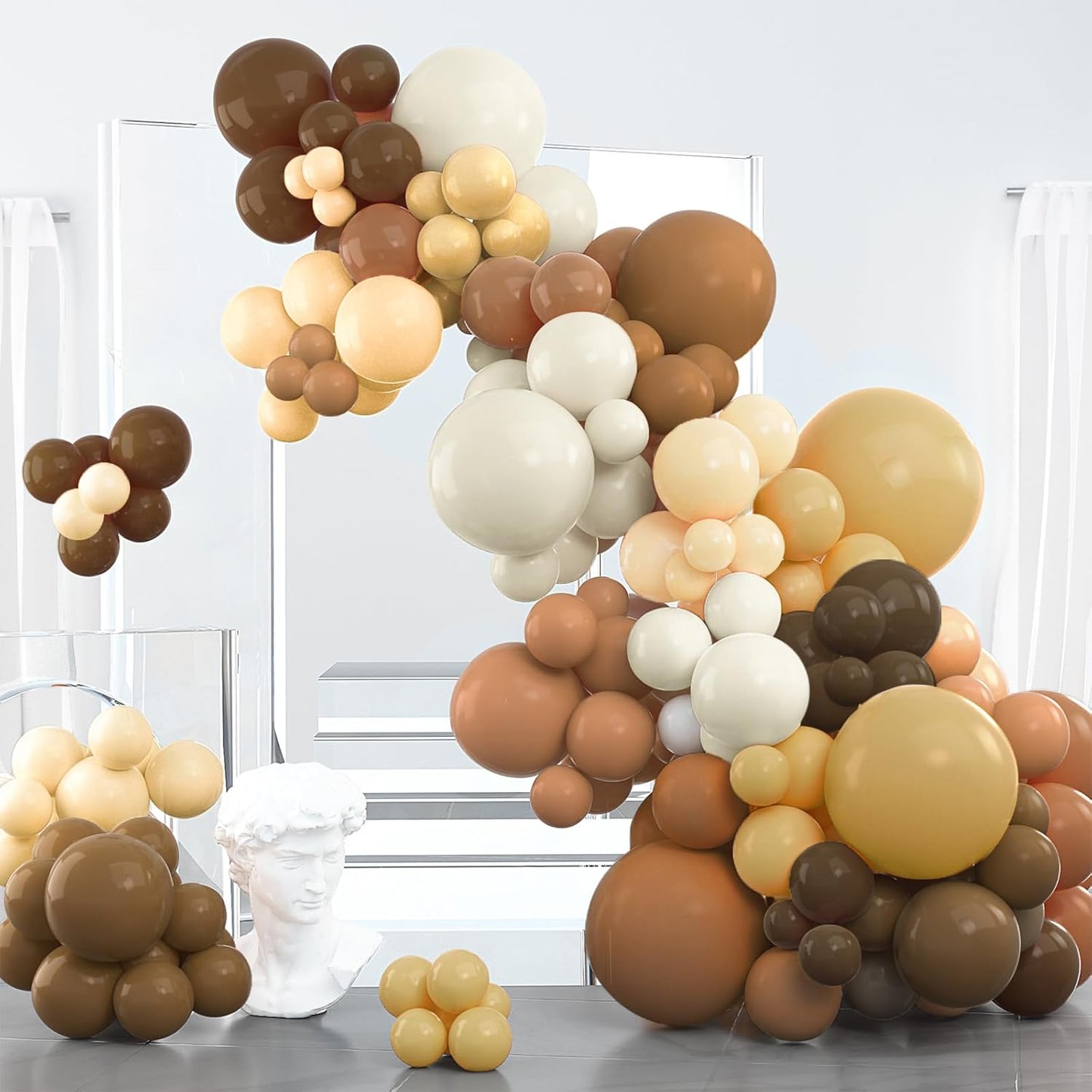 PartyWoo Brown Balloon Arch Kit Garland 100 pcs Shades of Brown Neutral Boho Tan Balloons Different Sizes of 18 12 10 5 Inch for Baby Shower Safari Wedding Anniversary Birthday Party Decorations