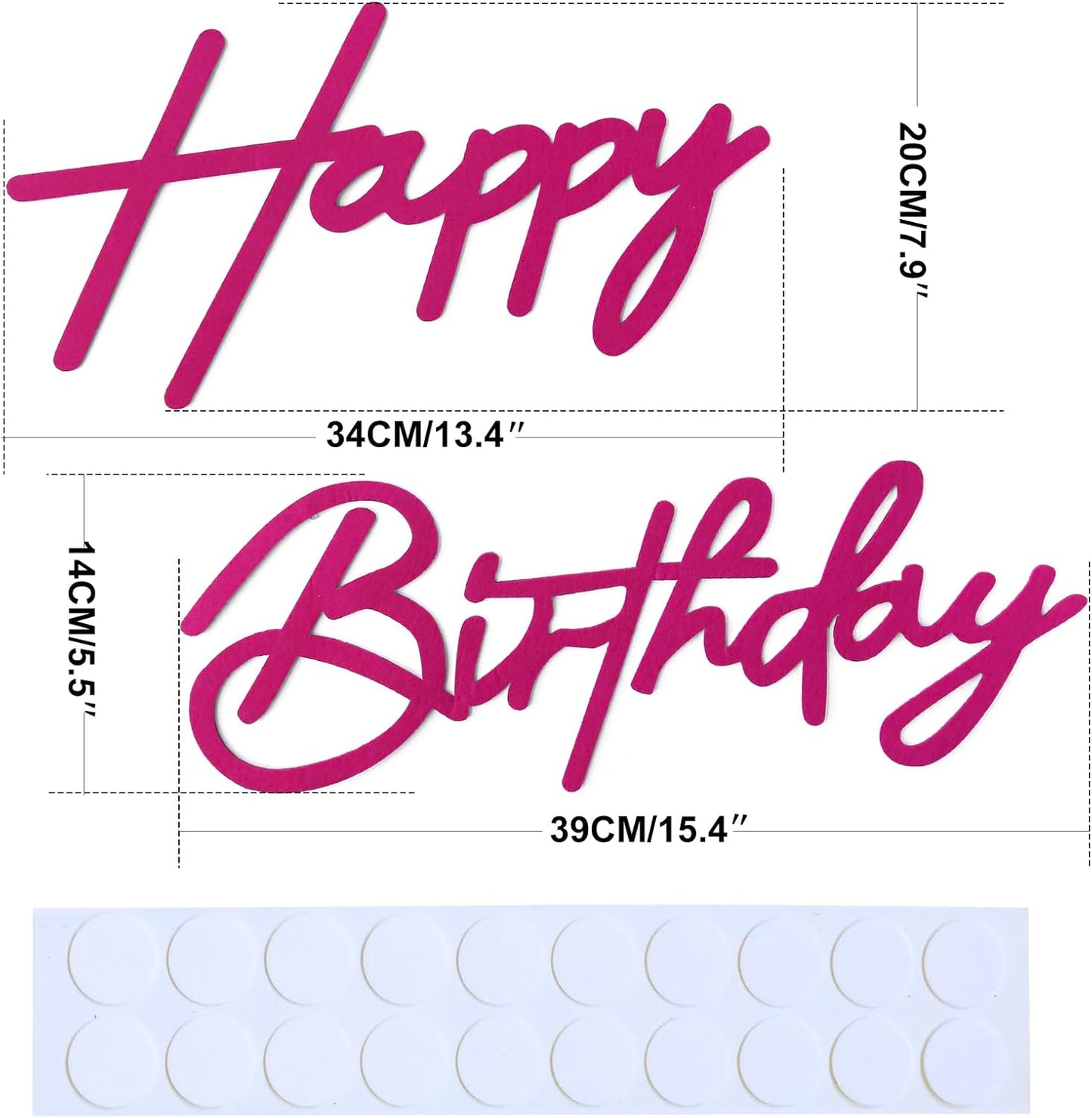 Hot Pink Happy Birthday Sign for Backdrop - Felt Happy Birthday Letters for Balloon Arch Party Backdrop Decorations Large Reuseable Signs for Baby Girl Women Party Baby Shower