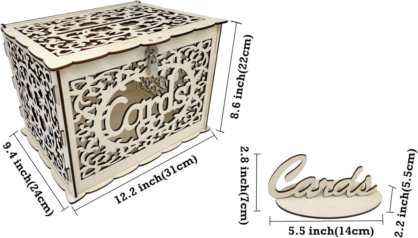 Wedding Card Box, Wooden Card Box for Wedding Invitations, Birthday Party Decorations, Gift Boxes