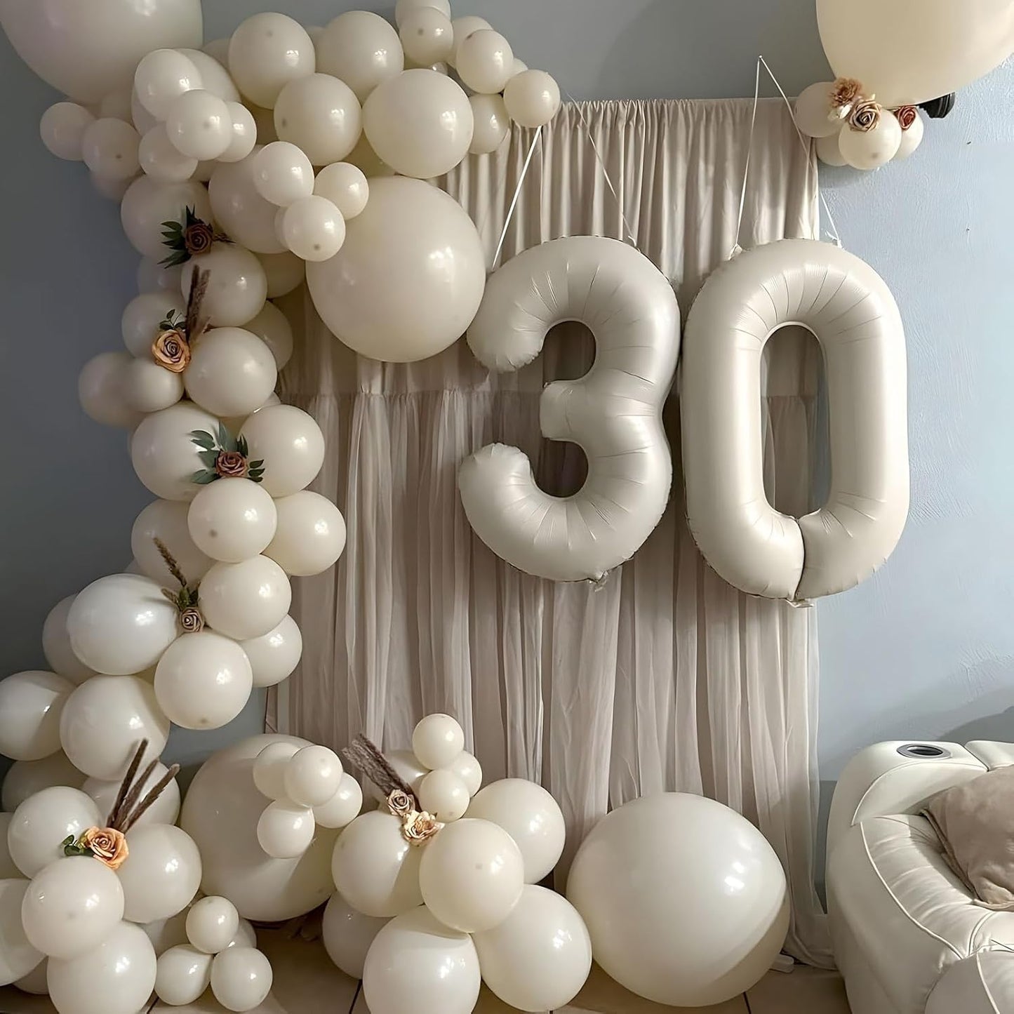 Beige Balloons - 12 inch 100pcs Latex - Cream Balloons with 2 Ribbons, Neutral Ivory for Birthday Party, Boho Wedding, Bridal Shower, Baby Shower Decorations