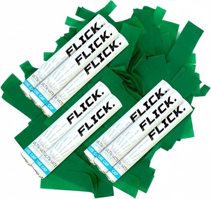 Ultimate Confetti - 8 Pack Dark Green Confetti Wands - Handheld 6" Biodegradable Tissue Paper Confetti Flick Flutter Sticks For Wedding, Birthday, Parties & Live Events - 1 Handful, 0.5 oz Each Stick