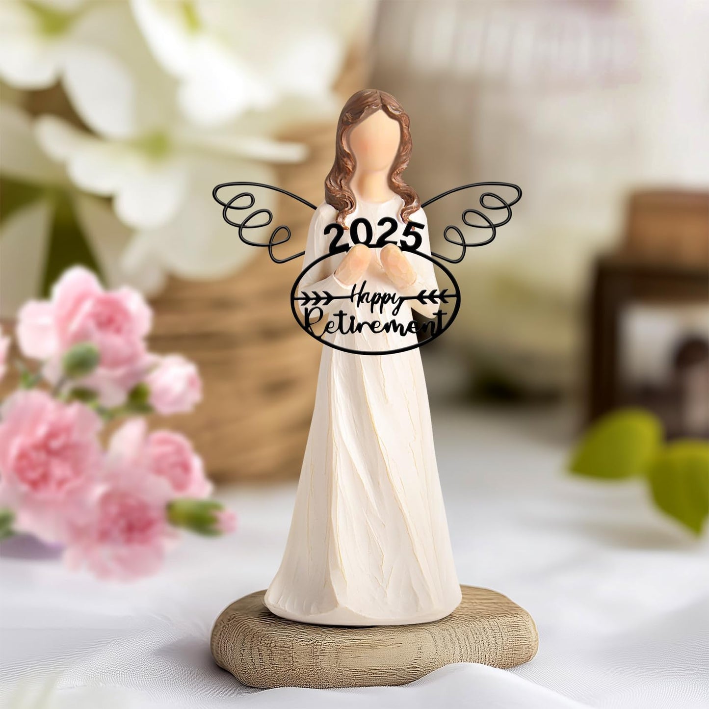 Retirement Gift for Woman 2025 - Happy Retirement Gifts for Coworker Teacher Nurses Boss Mom Grandma Sister Retirees Women Retirement Party Decorations with Angel Figurine Retirement Blessing Card