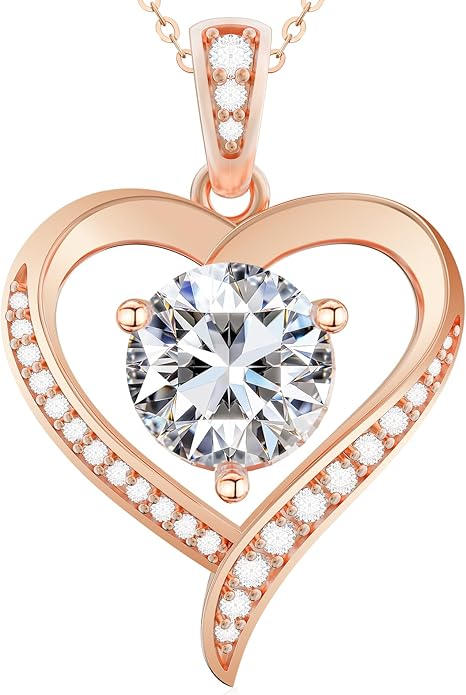 Valentines Day Gifts for Her - Heart Pendent Necklaces for Women, 1-3ct Moissanite Necklace with I love U Engraving - Anniversary Birthday Gifts for Wife, Girlfriend, Mother, 925 Silver Jewelry