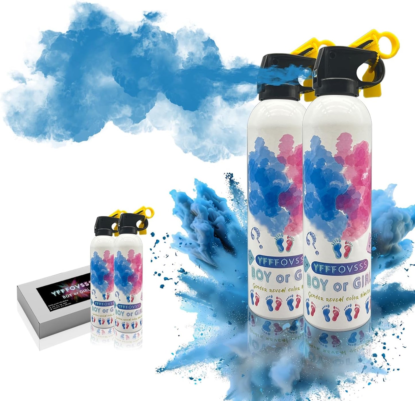 Gender Reveal Fire Extinguisher-2 Packs Blue Gender Reveal Smoke Spray Set for Baby Boy-Biodegradable Party Supplies Ideas & Decorations for Baby Shower (Blue Small)