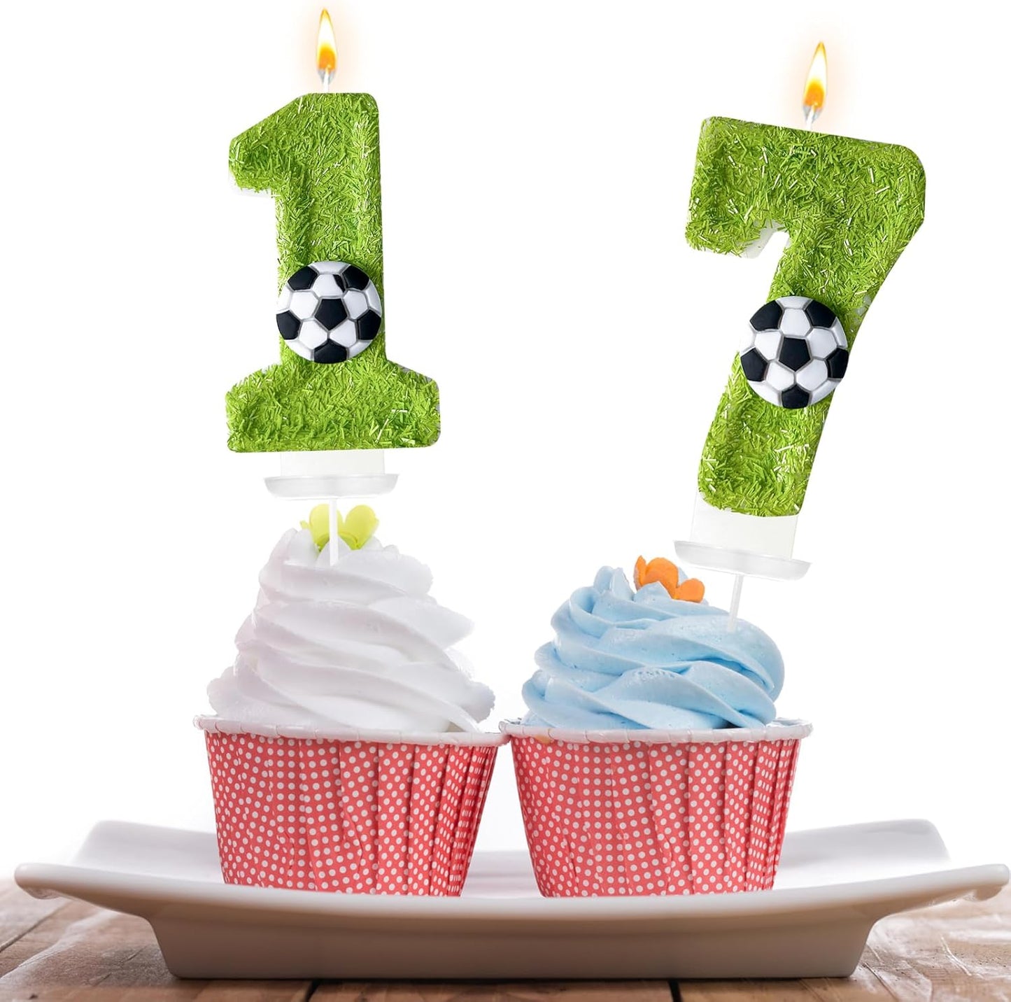 7th Birthday Candles，Soccer Birthday Decorations，Suitable for Girl and boy Cake Toppers, Wedding Cakes, Anniversaries, Party Celebrations, Birthday Decorations