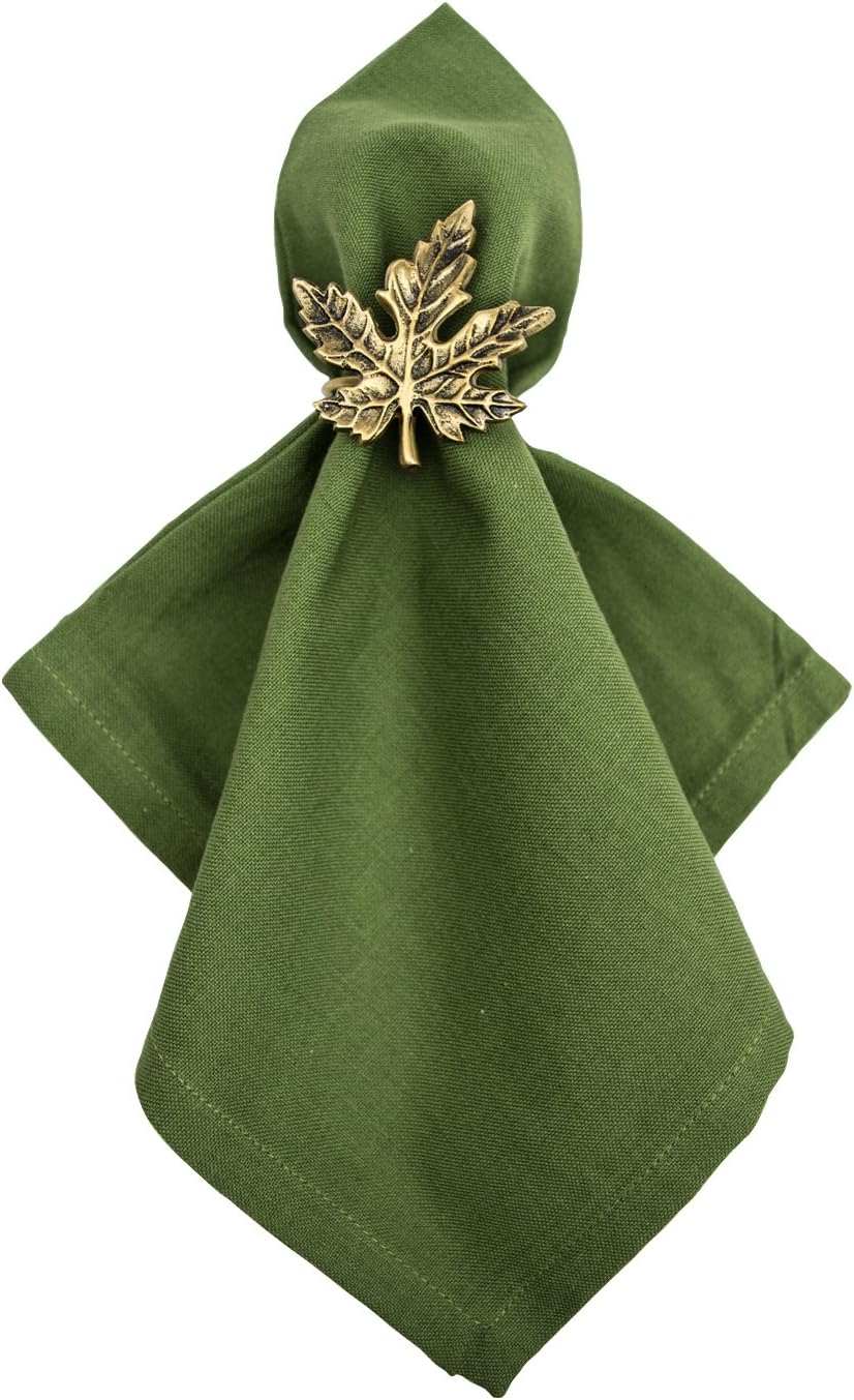 DII Christmas Thanksgiving Holiday Tabletop Décor Collection Decorative Napkin Ring Holder Set, 2.25" Diameter, Gold Maple Leaf, 6 Piece