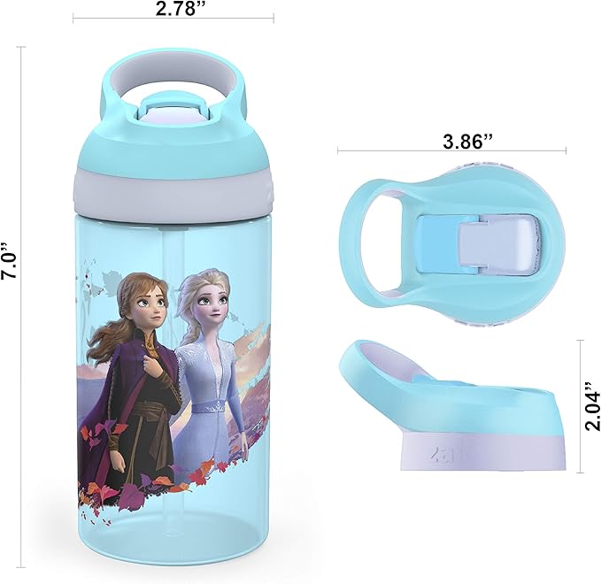 Zak Designs 5-Piece Dinnerware Set, Disney Frozen 2 - Durable Plastic & Stainless Steel - Includes Water Bottle, 8-Inch Plate, 6-Inch Bowl, Fork & Spoon - Suitable for Kids Ages 3+