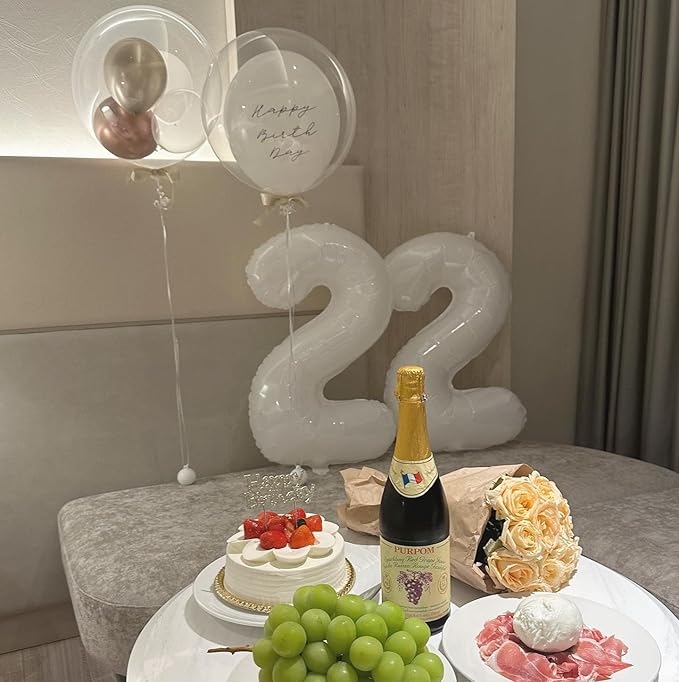 White Number 21 Balloon 40 inch, 21 Number Balloons, 21st White Birthday Decorations for Women Men, 21 Year Old Party Supplies