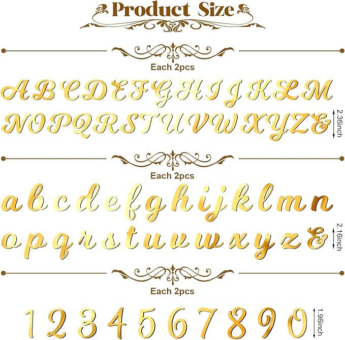 Jspupifip 128 Pcs Acrylic Alphanumeric Cake Topper Diy Cake Decoration with Mirror Number 0-9 and Alphabet A-Z Personalized Cake Picks Decor Anniversary Baby Shower Party Supplies(Gold)