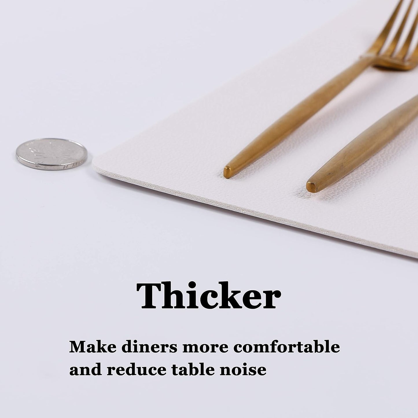 Wipeable Placemats Leather Table Mats Waterproof Heat-Resistant Easy to Clean for Dining Table Set Kitchen Table (4, White)