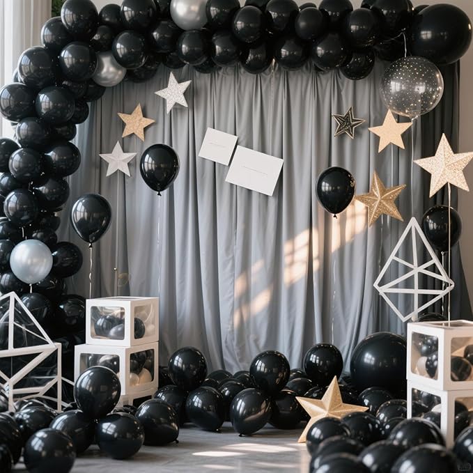 160pcs 5 inch Black Balloons - Small Latex Ballons Bulk Party Balloons, globos negros, Halloween Decorations, Black Birthday Decorations, Retirement Party Supplies