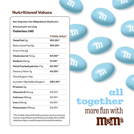 M&M’S WORLD Peanut Light Blue Chocolate Candy-2lbs of Bulk Candy in Resealable Pack for Candy Buffet,Birthday Parties,Theme Meetings,Candy Bar,Sweet Stuff for DIY Party Favors or Edible Decoration