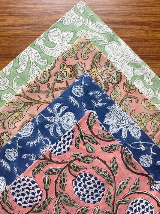 Ridhi Napkin, Kitchen Towels, Table Decor, Table Linen, Cotton Napkins, Cloth Napkins, Set of 6, Size 20"x 20", Block Print Lunch, Dinner Napkins