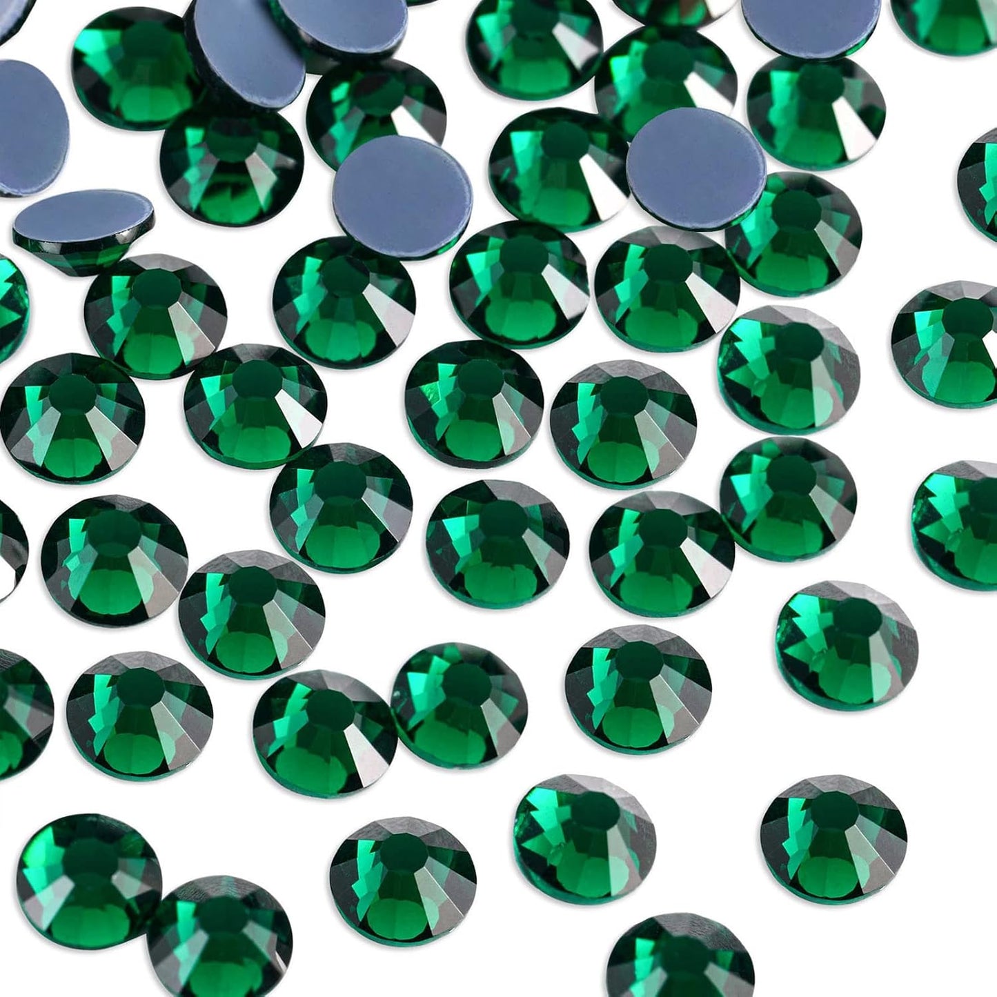 Beadsland Hotfix Rhinestones, 2880pcs Flatback Crystal Rhinestones for Crafts Clothes DIY Decorations, Emerald, SS10, 2.7-2.9mm