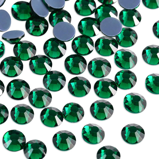 Beadsland Hotfix Rhinestones, 2880pcs Flatback Crystal Rhinestones for Crafts Clothes DIY Decorations, Emerald, SS10, 2.7-2.9mm