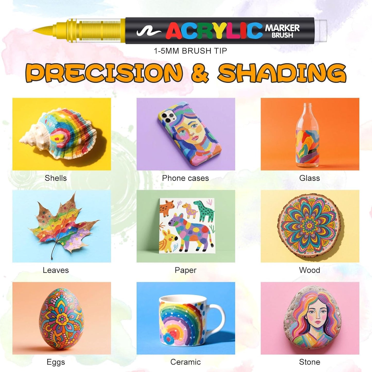 240 Acrylic Paint Markers, Soft Brush Tip Acrylic Markers for Rock Painting, Wood, Stone, Glass, Canvas, Fabric, Ceramic - Brush Tip Water Based Acrylic Markers Pens
