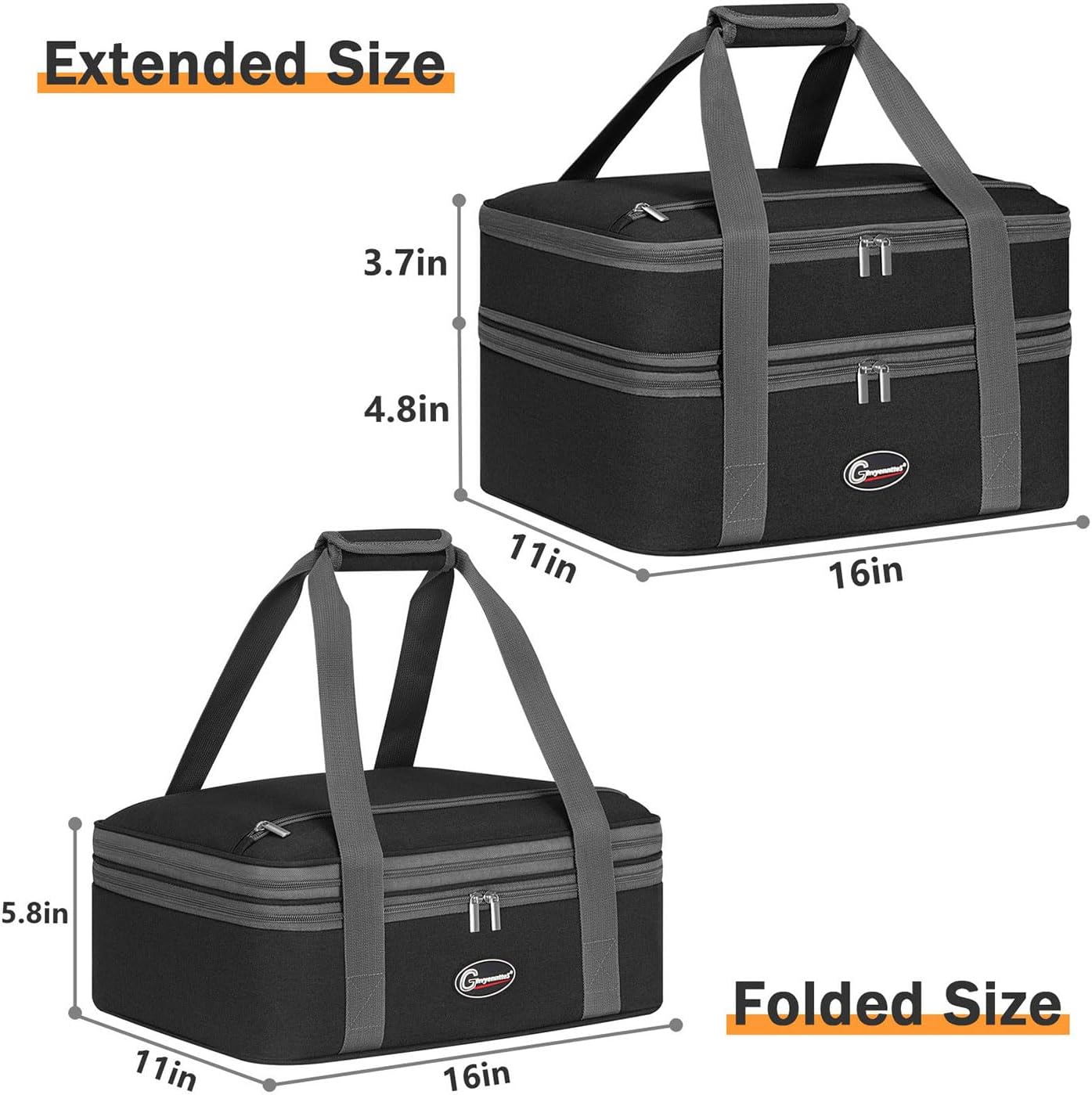 GhvyenntteS Casserole Carrier, Double Insulated Casserole Carrier for Hot or Cold Food Lunch Tote Warmer, Portable Lasagna Lunch Bag for Potluck Parties, Picnic, Travel, Fits 9"x13" Baking Dish, Black
